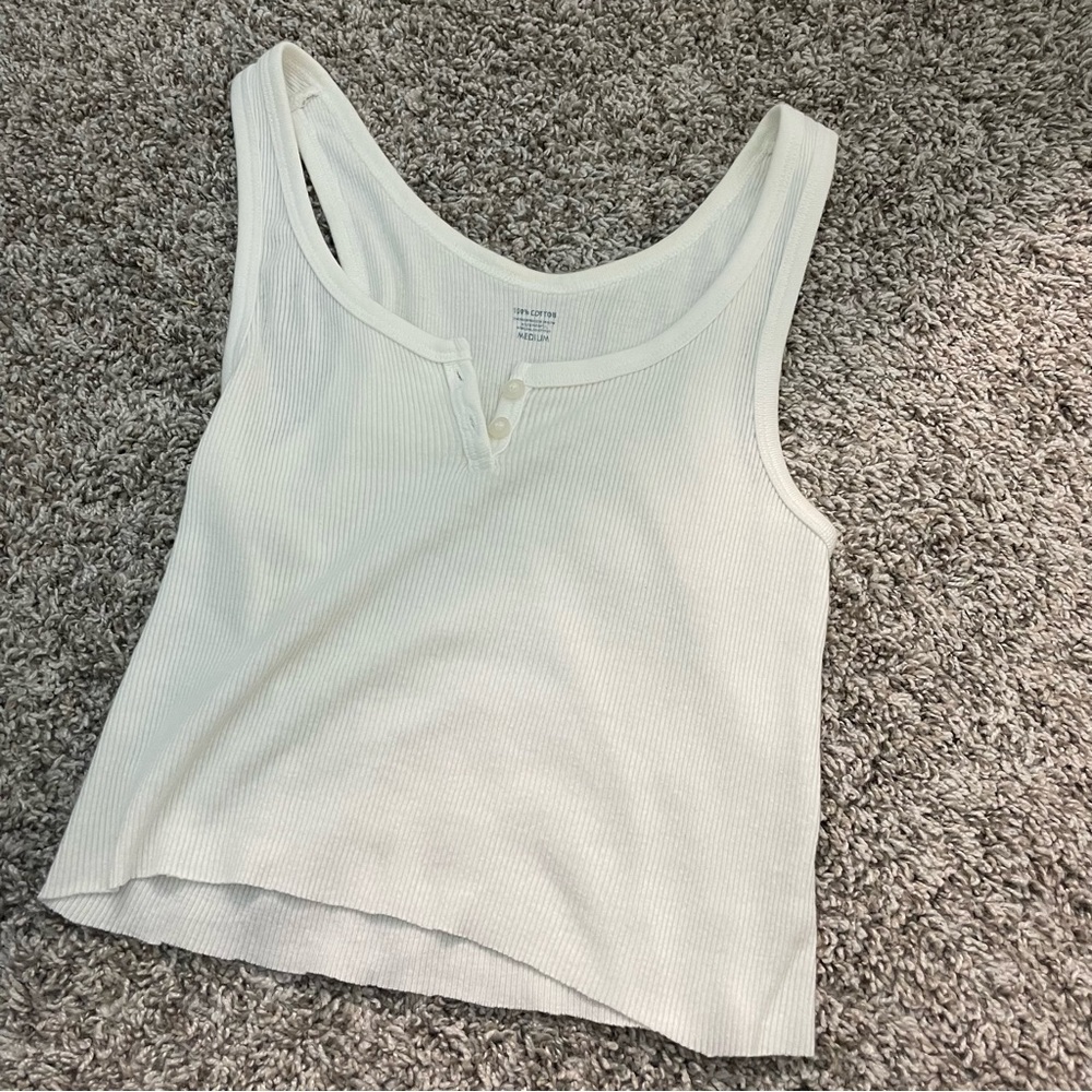 White Button Up Tank